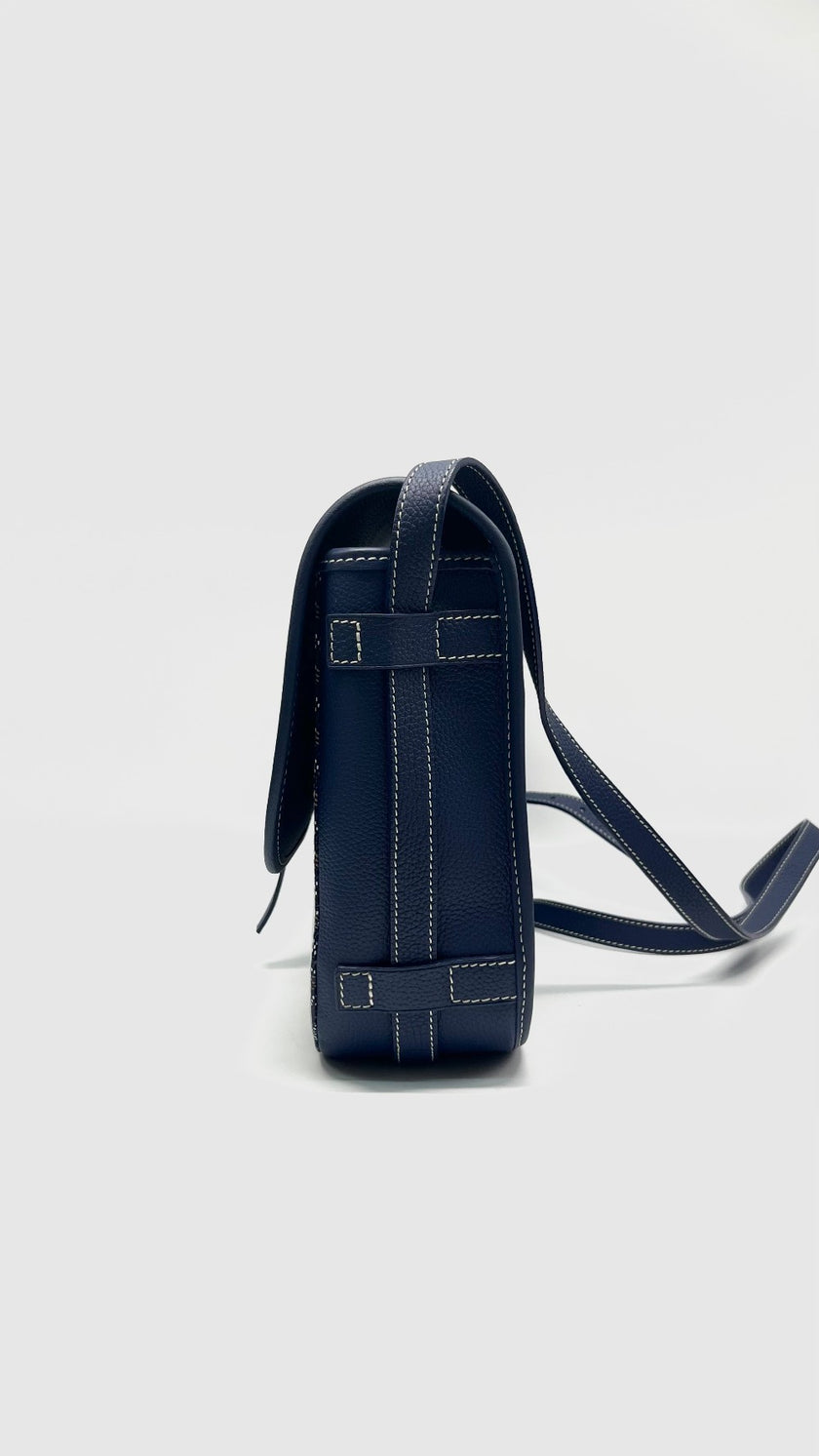 Preowned. Goyard Belvedere MM Messenger Bag Blue. MAE020237|11412