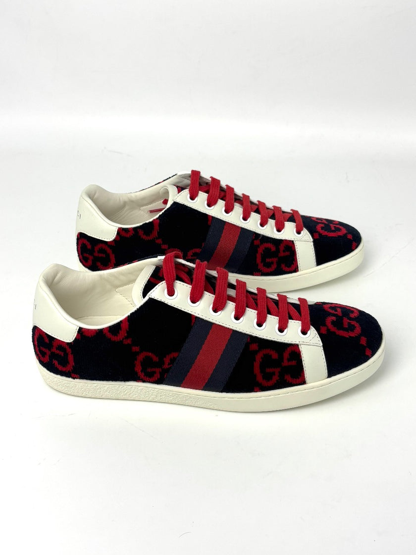 Brand New. Gucci Sneakers Tweed Black/Red. 38|8593