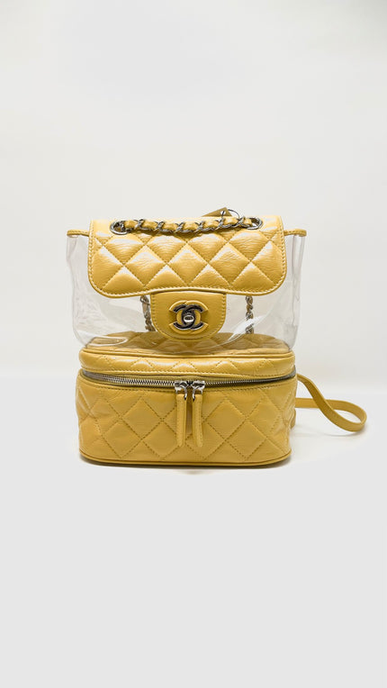 Preowned. Chanel Aquarium Back Pack Yellow Calfskin PVC. 25958505|8477