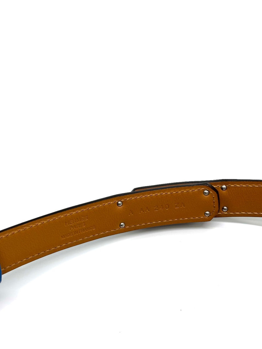 Brand New. Hermes Kelly Belt Blue Izmir PHW|8886