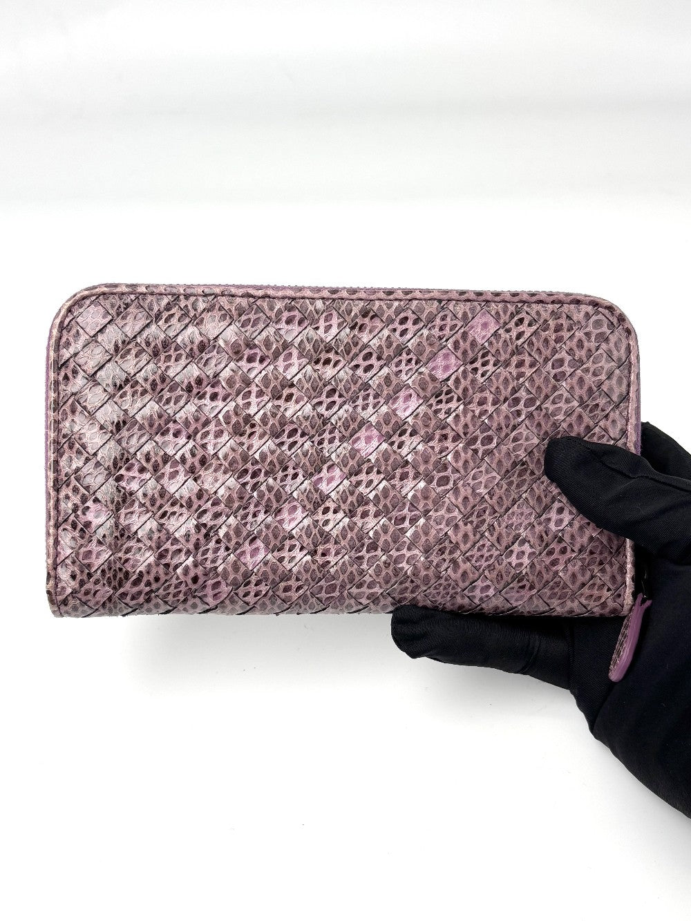 Preowned. Bottega Zip Long Wallet Metallic|7047