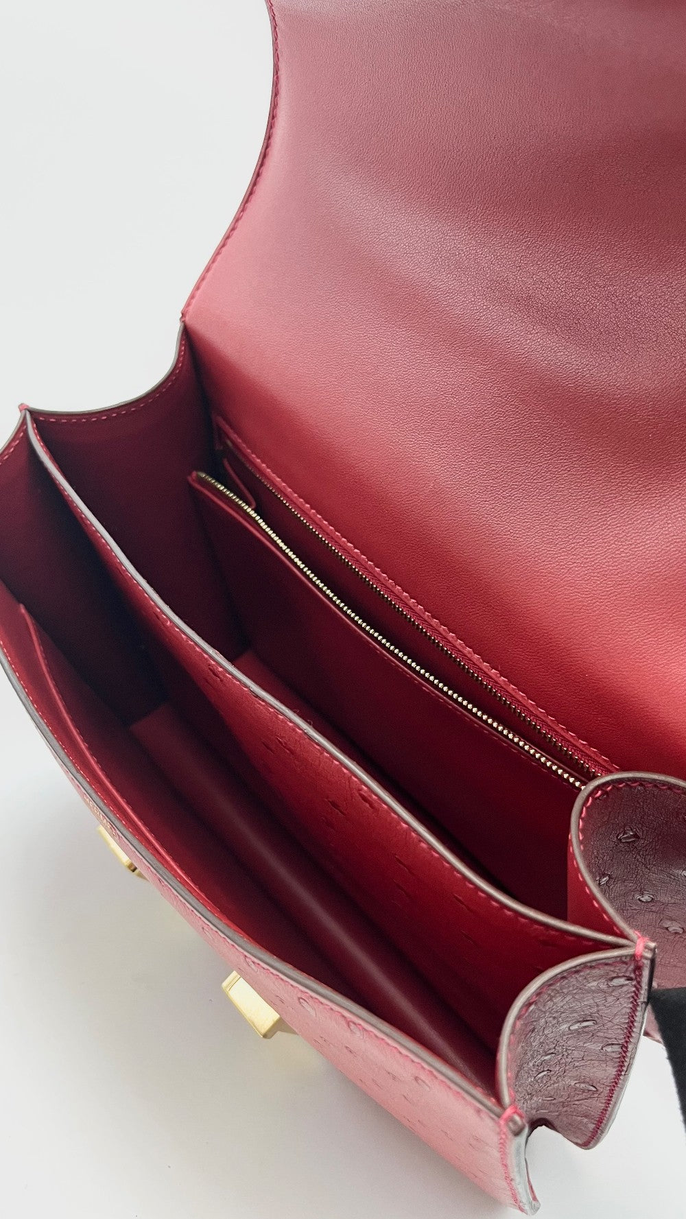 Brand New. Hermes Constance 24 Rouge Vif Ostrich GHW. ASA515UZ|16223