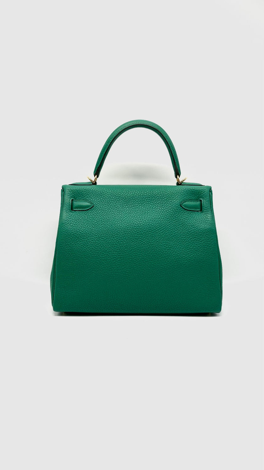 Like New. Hermes Kelly 28 Vert Vertigo Togo GHW. CGN312MU|14156