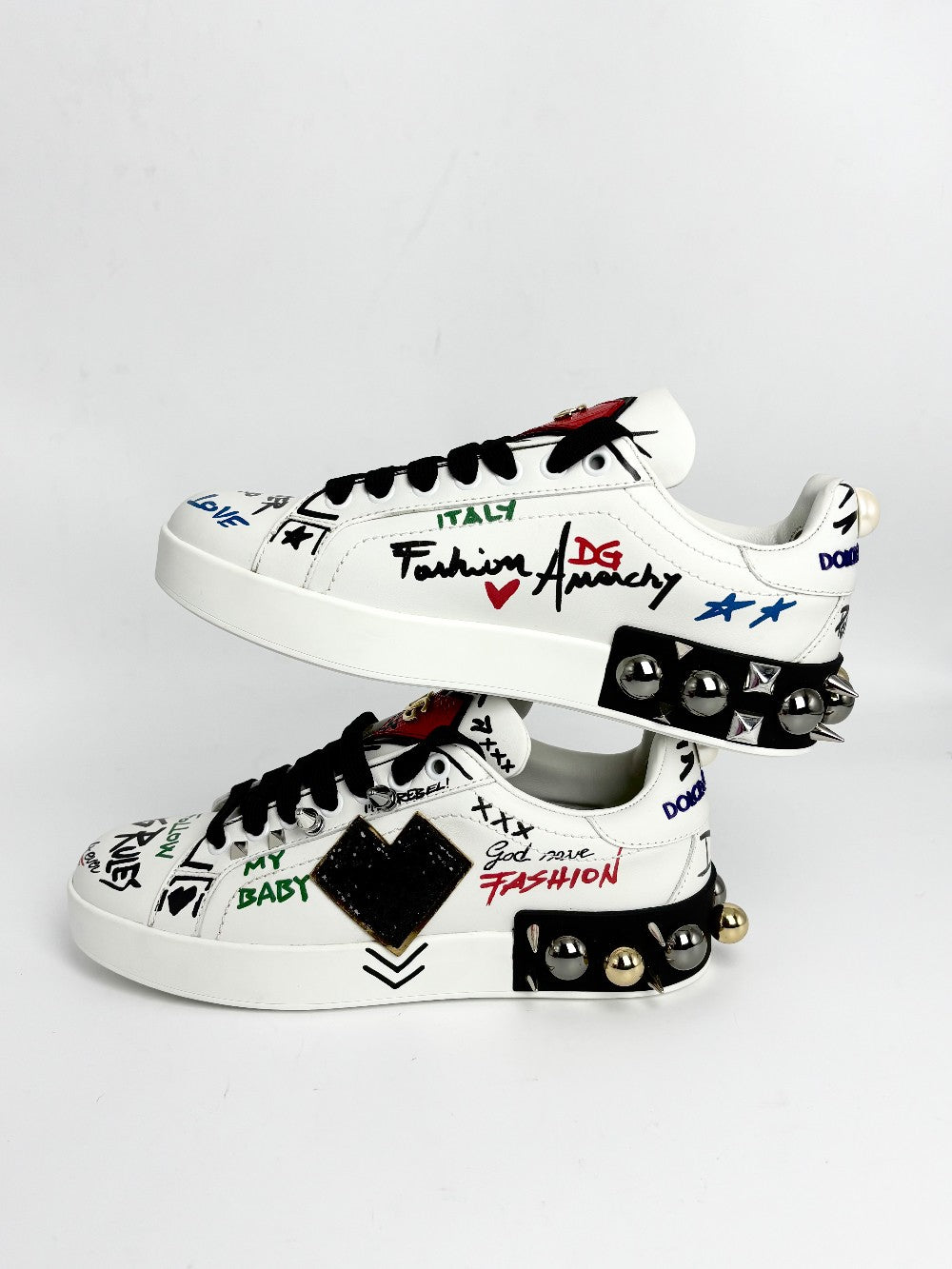 Brand New. Dolce & Gabbana Portifino w/ Patch White Sneakers. 36.5|12889