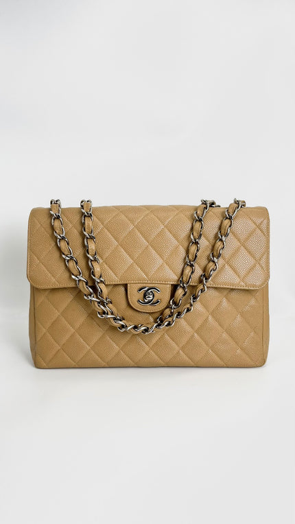 Preowned. Chanel Vintage Tall Flap Beige. 6143234|4247
