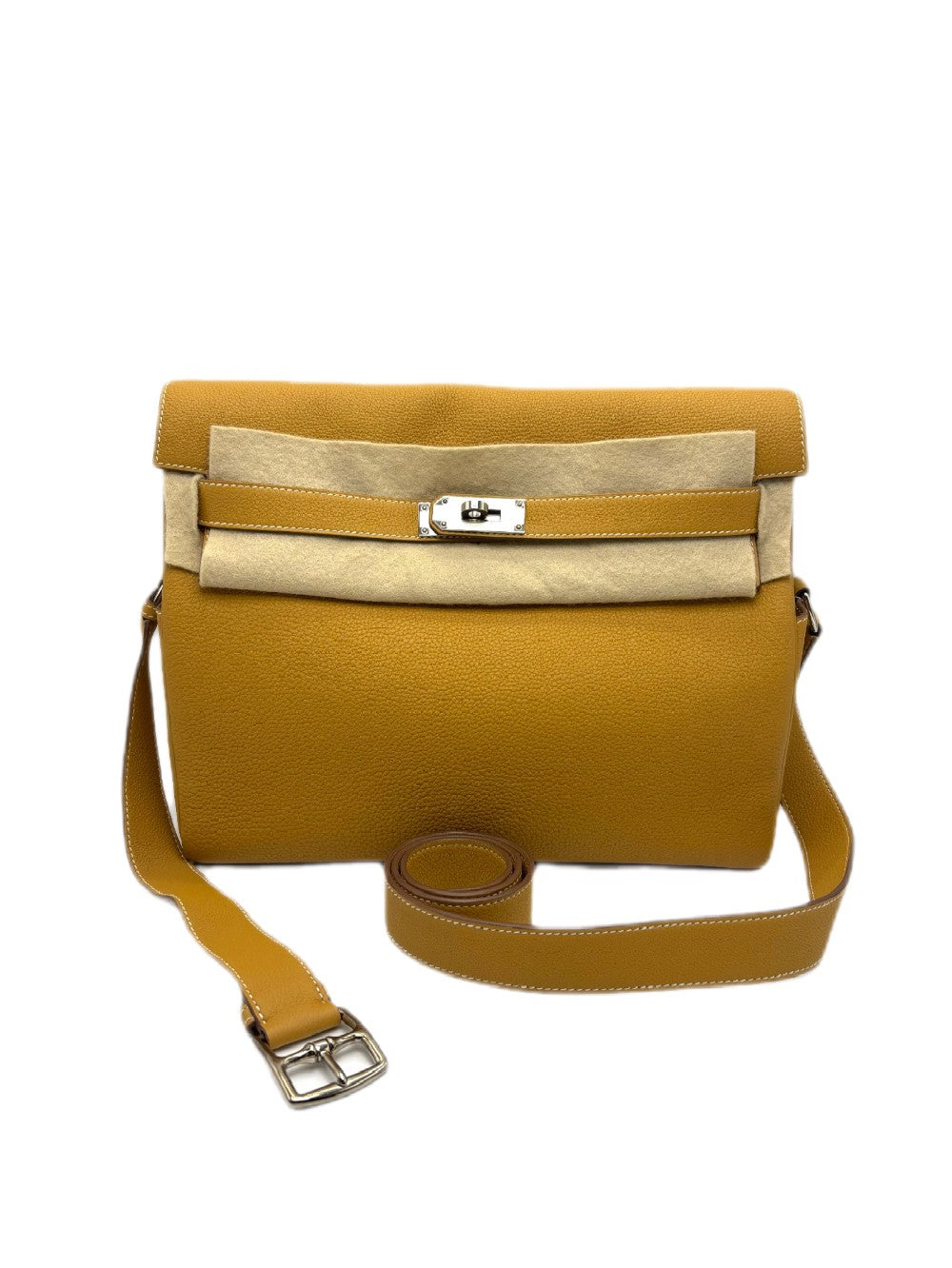 Like New. Hermes Kelly Messenger Natural Sable PHW. WMS174BK|17368