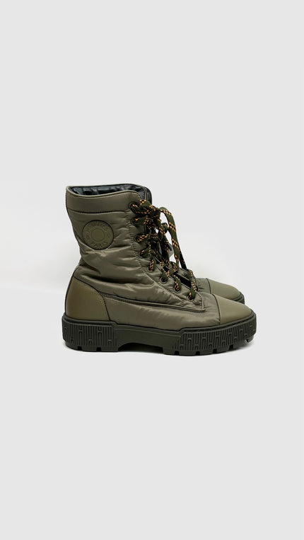 Brand New. Hermes Fresh Ankle Boots Khaki/Orange Nylon. 38|14929