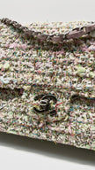 Preowned. Chanel Medium Double Flap Tweed SHW. 9857918|7892