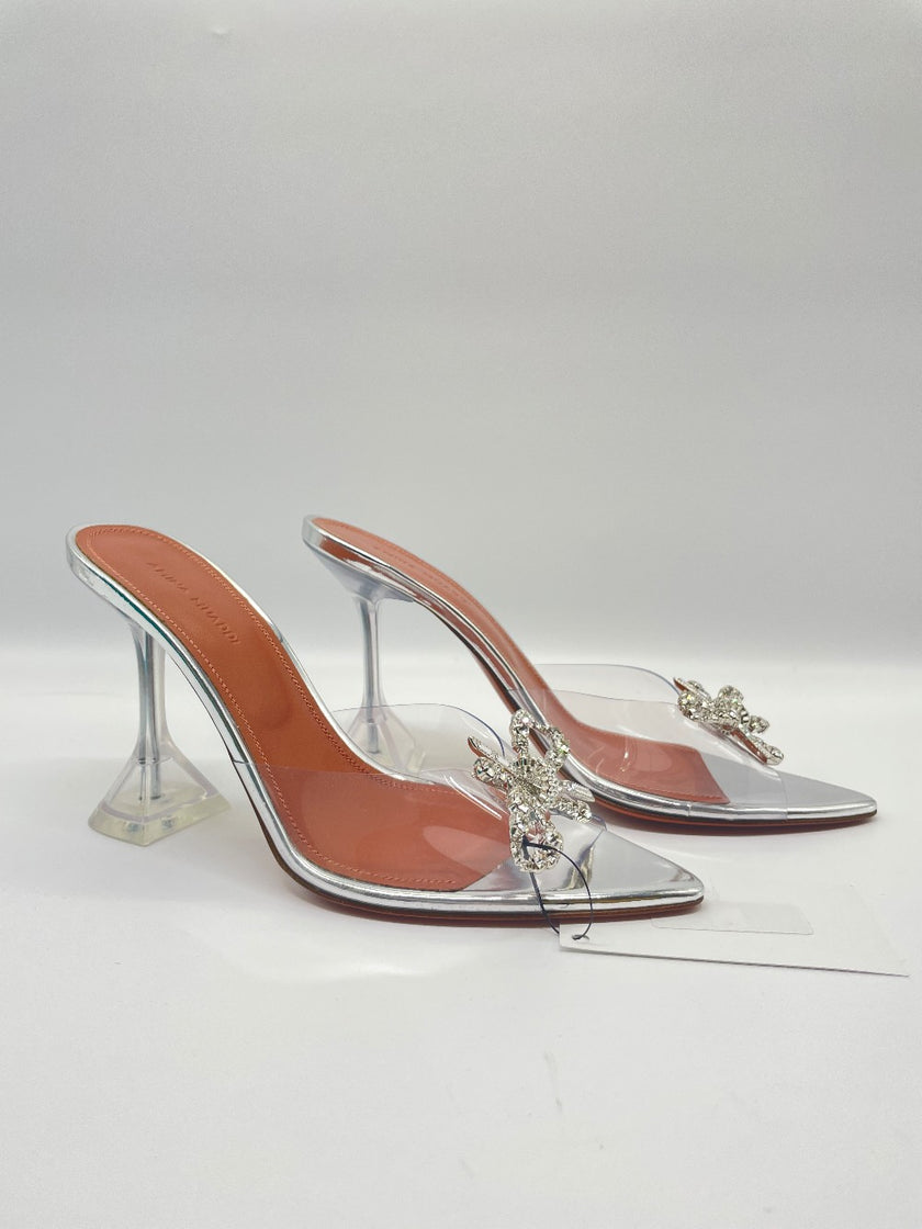 Brand New. Amina Muaddi Rosie Glass Heel. 37|10014