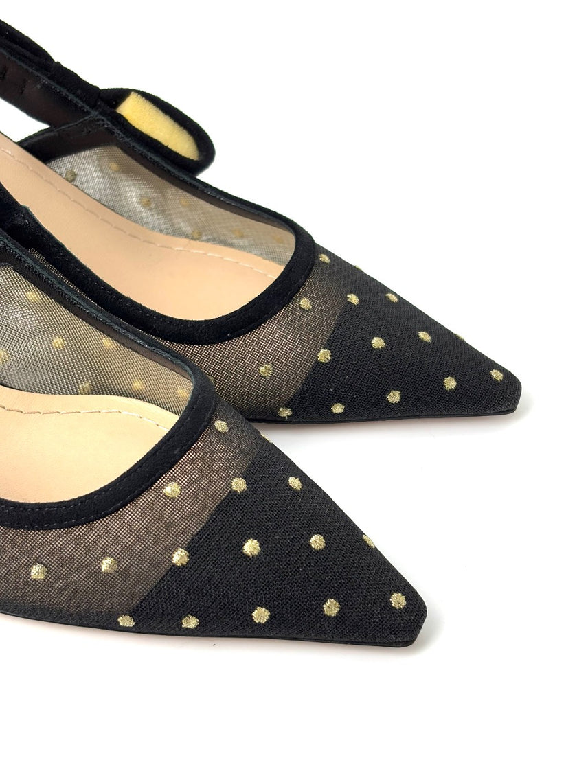 Brand New. Dior Low Heel Slingback Mesh Black. 37.5|7464