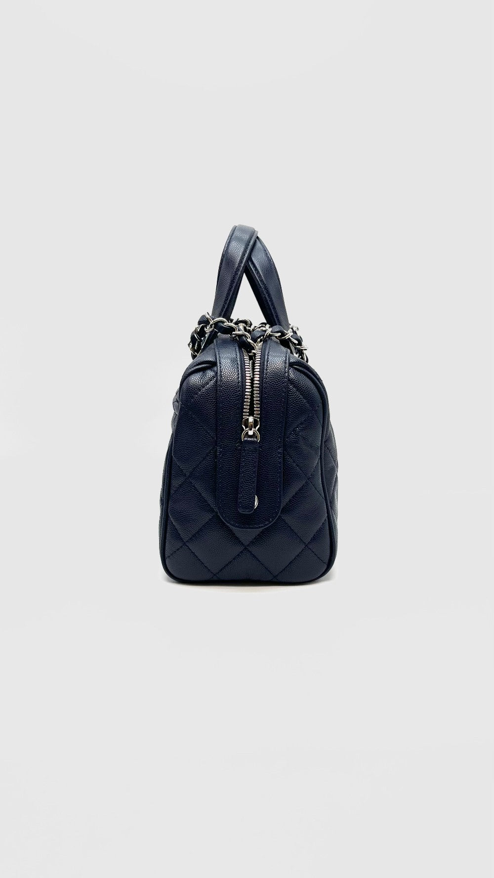 Brand New. Chanel 25 Bowler Caviar Blue SHW. C1PA750L|16538