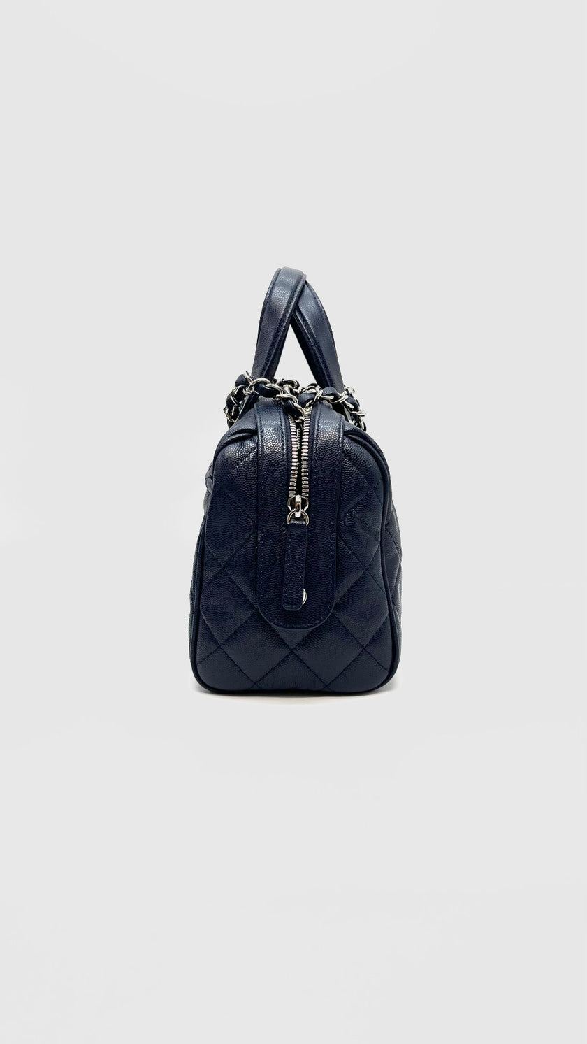 Brand New. Chanel 25 Bowler Caviar Blue SHW. C1PA750L|16538