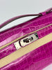 Preowned. Hermes Kelly Cut Croc Rose Scherehezade. XPI002FH|3361