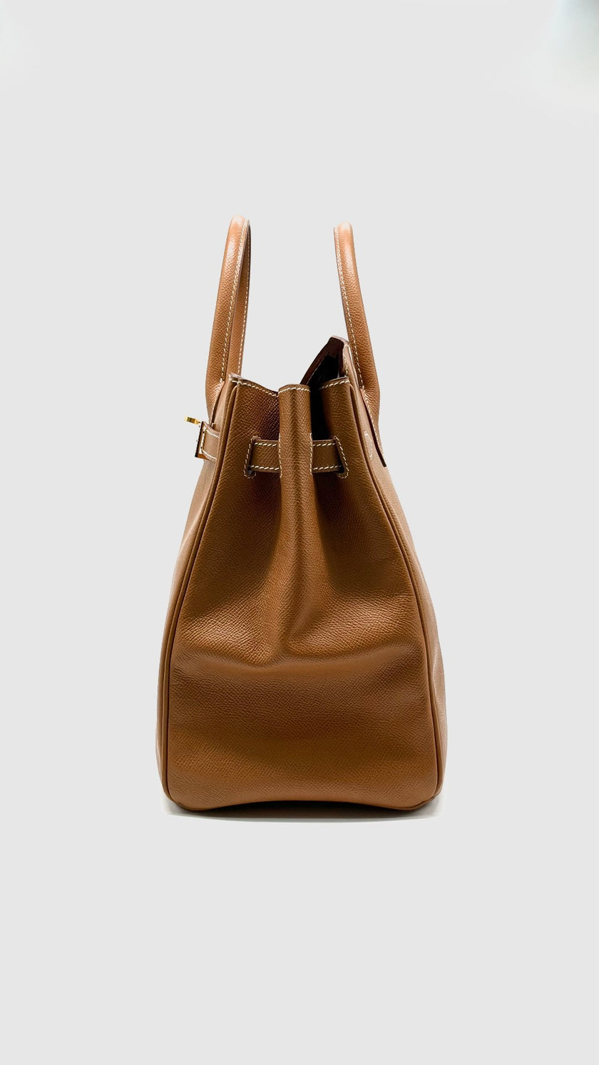 Preowned. Hermes Birkin Hac 32 Gold Epsom GHW. P26M|14031