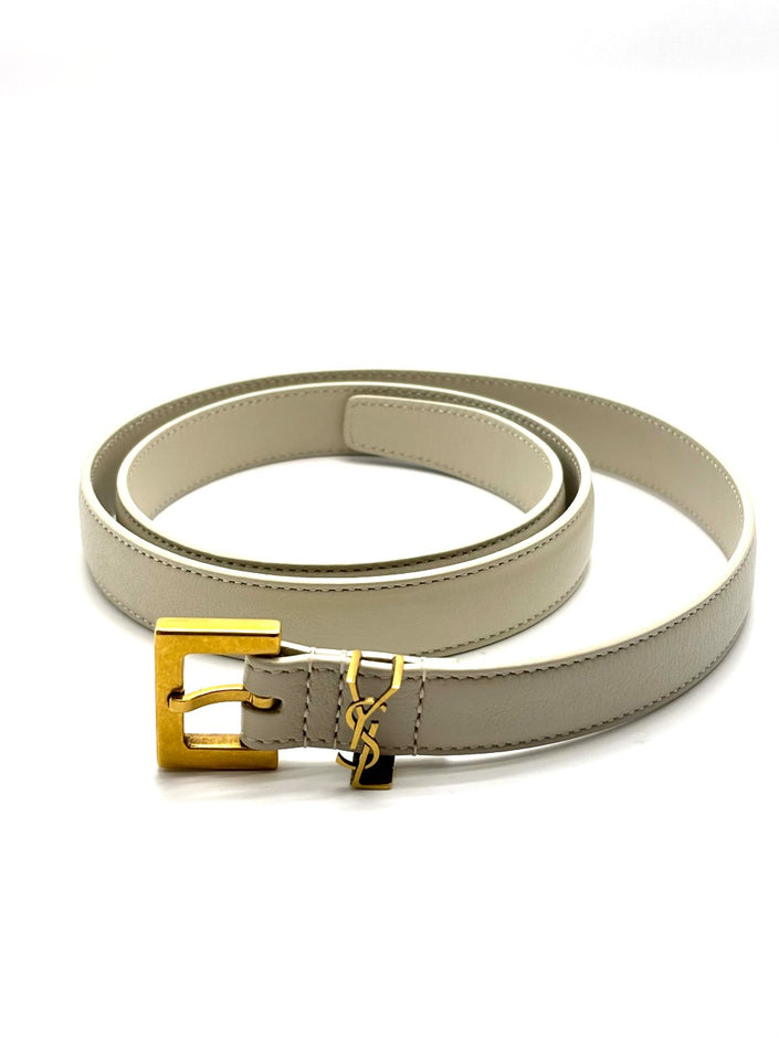 Brand New. YSL Belt White GHW. 80CM|17019