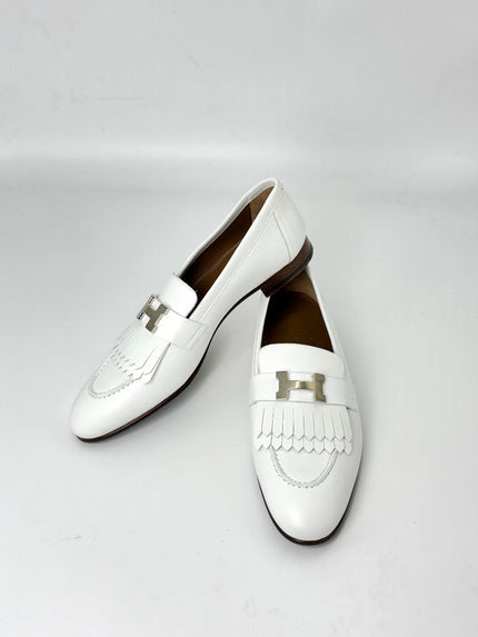 Brand New. Hermes Royal Loafers Blanc PHW. 38.5|7350