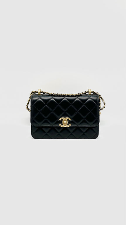 Brand New. Chanel 24C Season Flap Mini Black Adjustable Chain Strap GHW. X456C0P1|15154