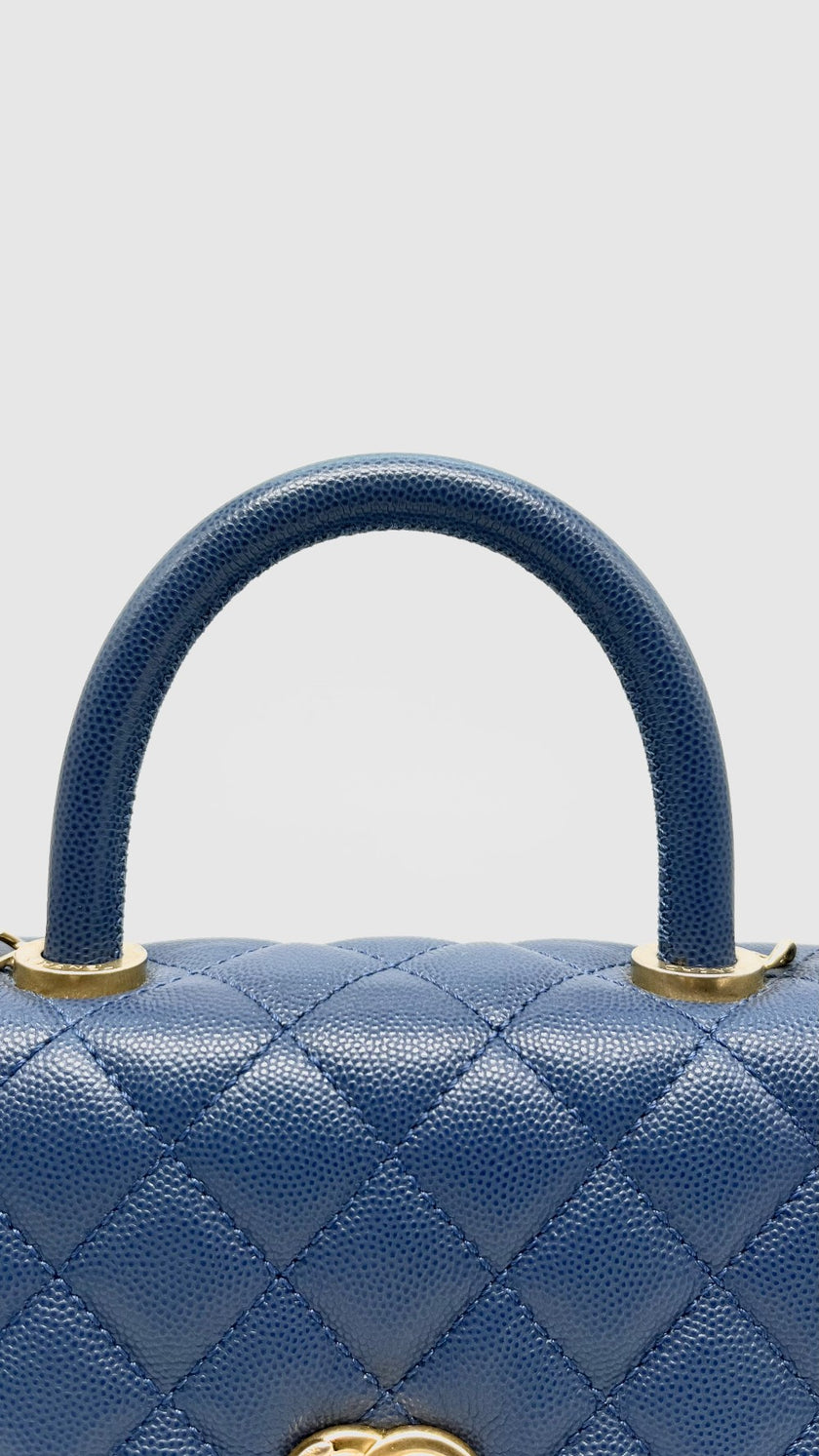 Preowned. Chanel Coco Handle Small Caviar Blue GHW. 24228917|10809