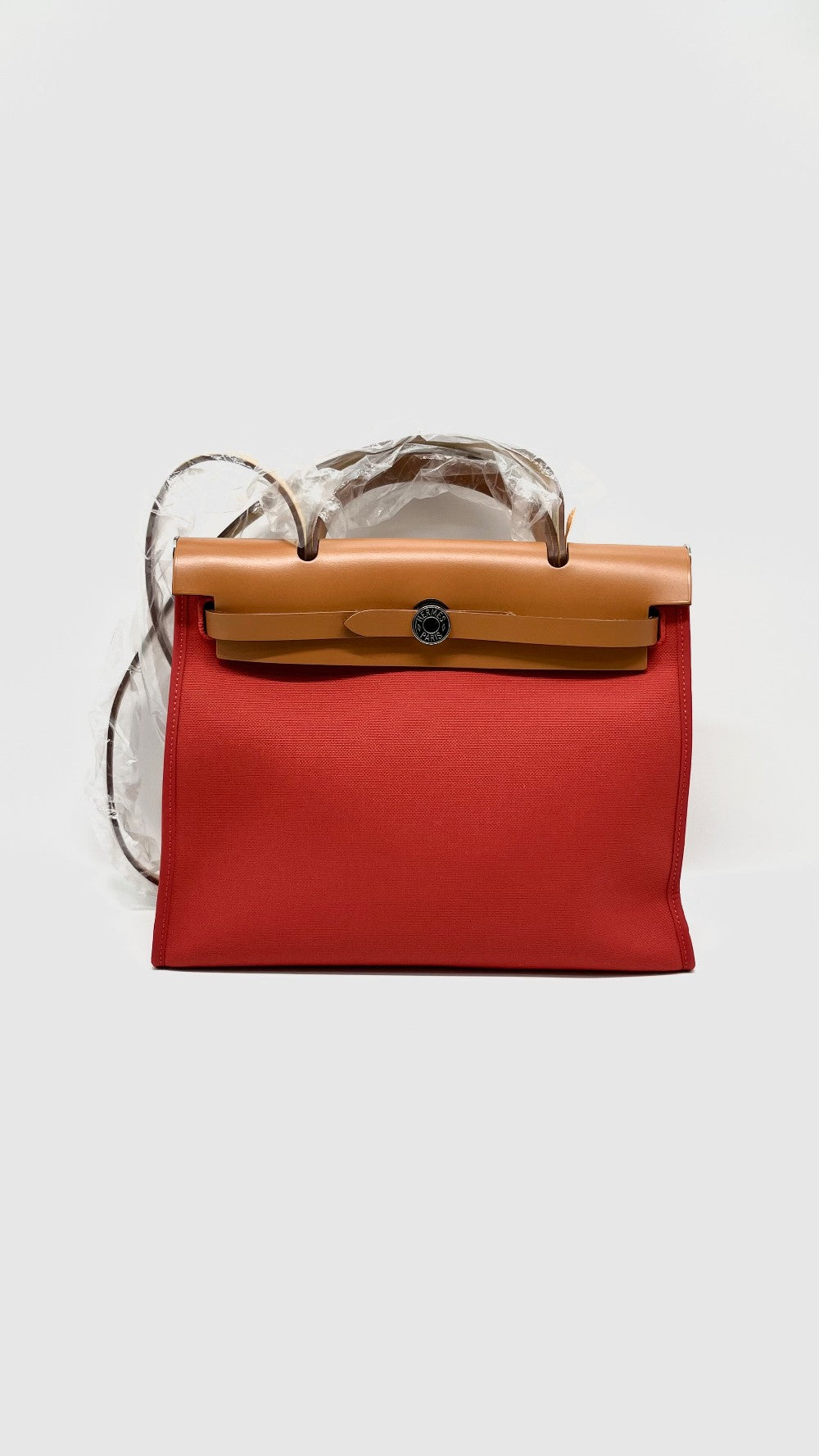 Unused. Hermes Herbag 31 Sanguine Canvas PHW. ATS007AU|15070