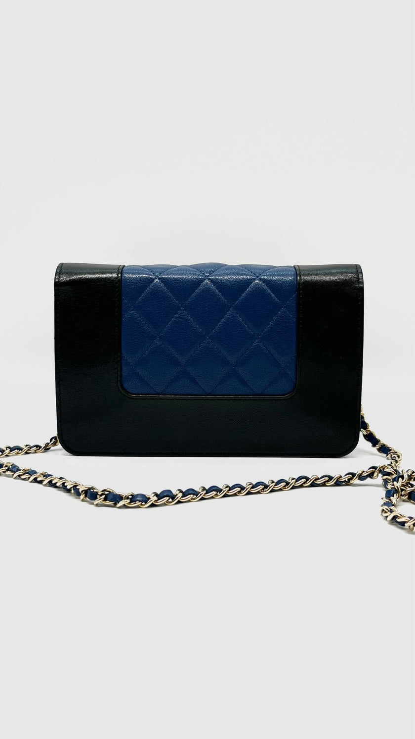 Preowned. Chanel WOC Black/Blue GHW. 23898176|7100