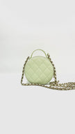 Brand New. Chanel Quilted Round Handle With Care Vanity Chain Light Green Caviar GHW. 31775245|15541