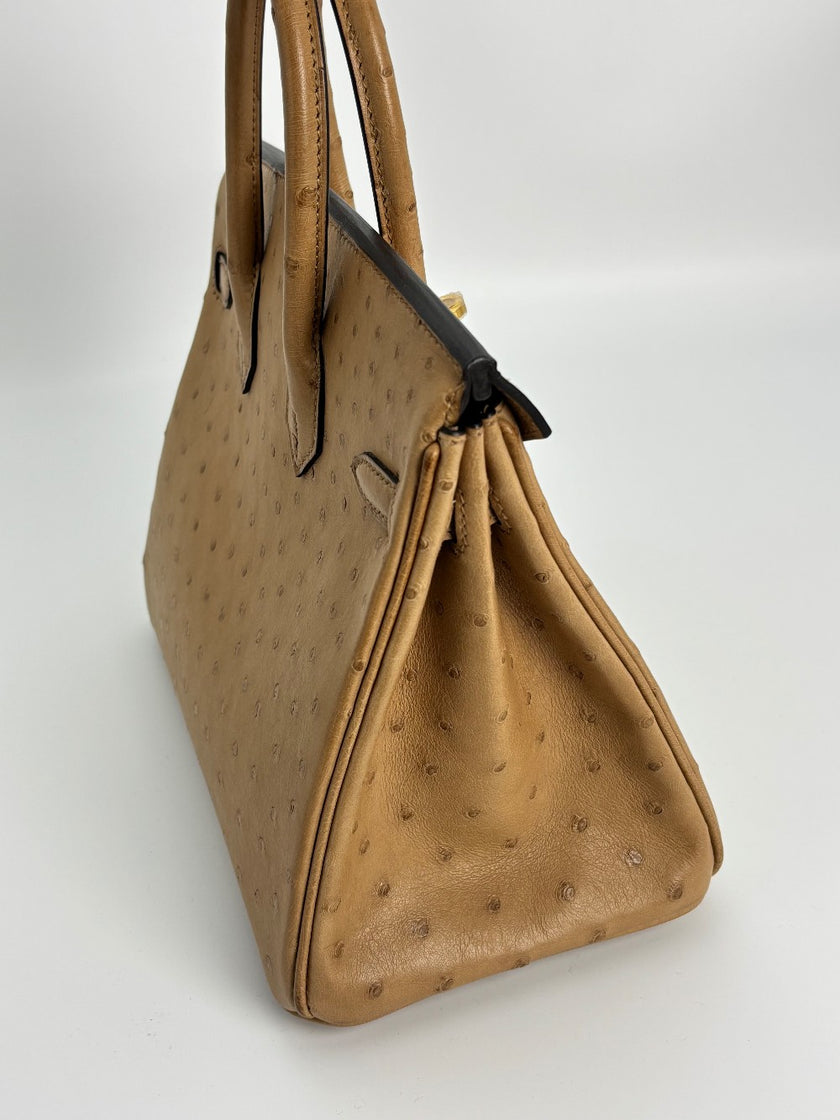 Preowned. Hermes Birkin 25 Chai Ostrich GHW. UIM074BK|3341