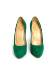 Like New. Louboutin Heel Suede Green. 35|10755