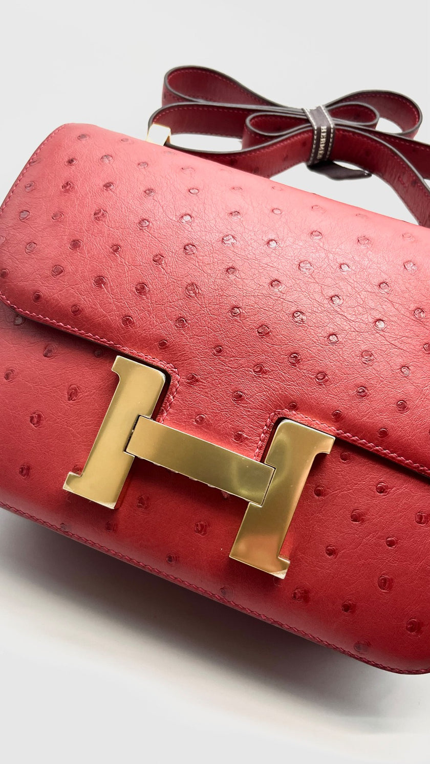 Brand New. Hermes Constance 24 Rouge Vif Ostrich GHW. ASA515UZ|16220