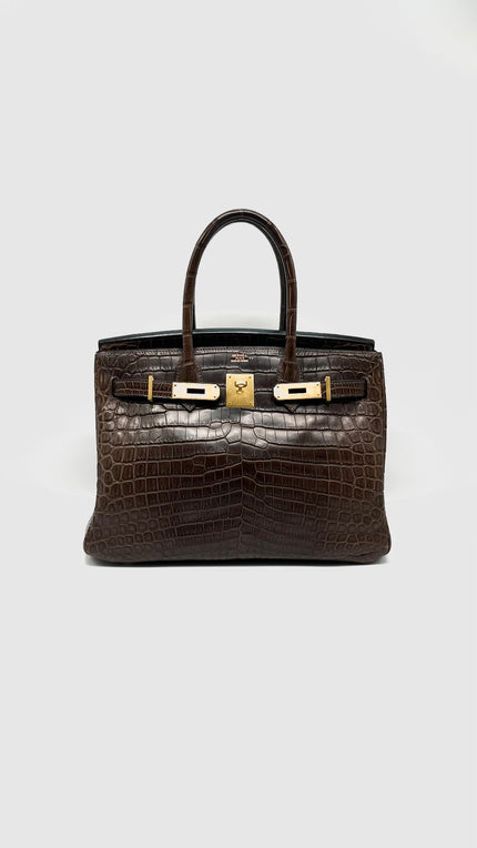 Preowned. Hermes Birkin 30 Havane Crocodile Niloticus. G2931.Z|11548