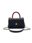 Preowned. Chanel Coco Handle Small Black Caviar Pink Python Handle. 26837080|17103