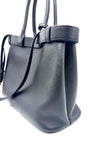 Preowned. Prada Buckle Tote Bag Black Calf SHW/GHW|17429