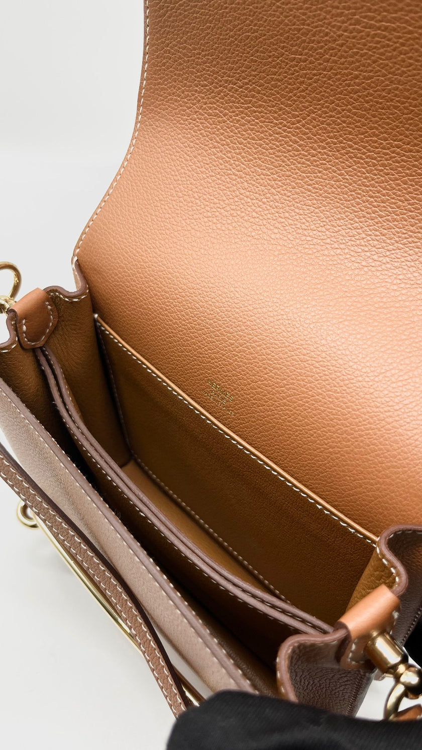 Like New. Hermes Roulis Mini Gold Evercolor GHW. ZHA188DX|11546