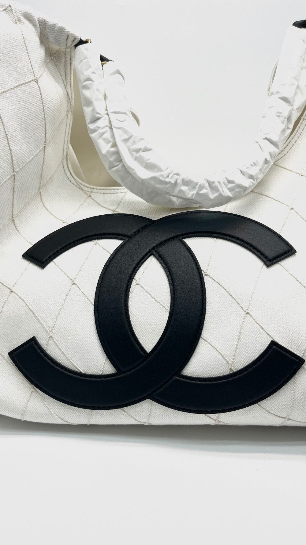Brand New. Chanel Small Shopping Tote Denim Bag GHW. TNG85AG7|16748