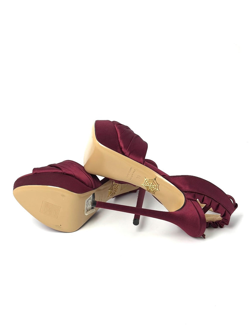 Brand New. Charlotte Olympia Heel Maroon. 39|8578