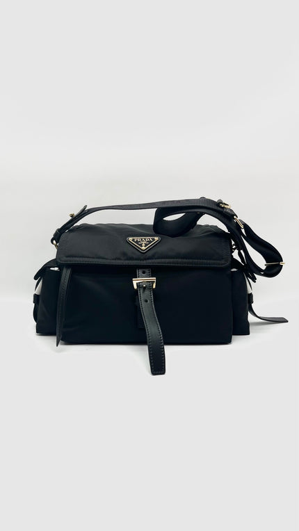 Brand New. Prada Medium Explore Shoulder Bag Black Nylon GHW. 290|16771