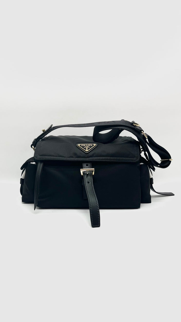 Brand New. Prada Medium Explore Shoulder Bag Black Nylon GHW. 290|16771