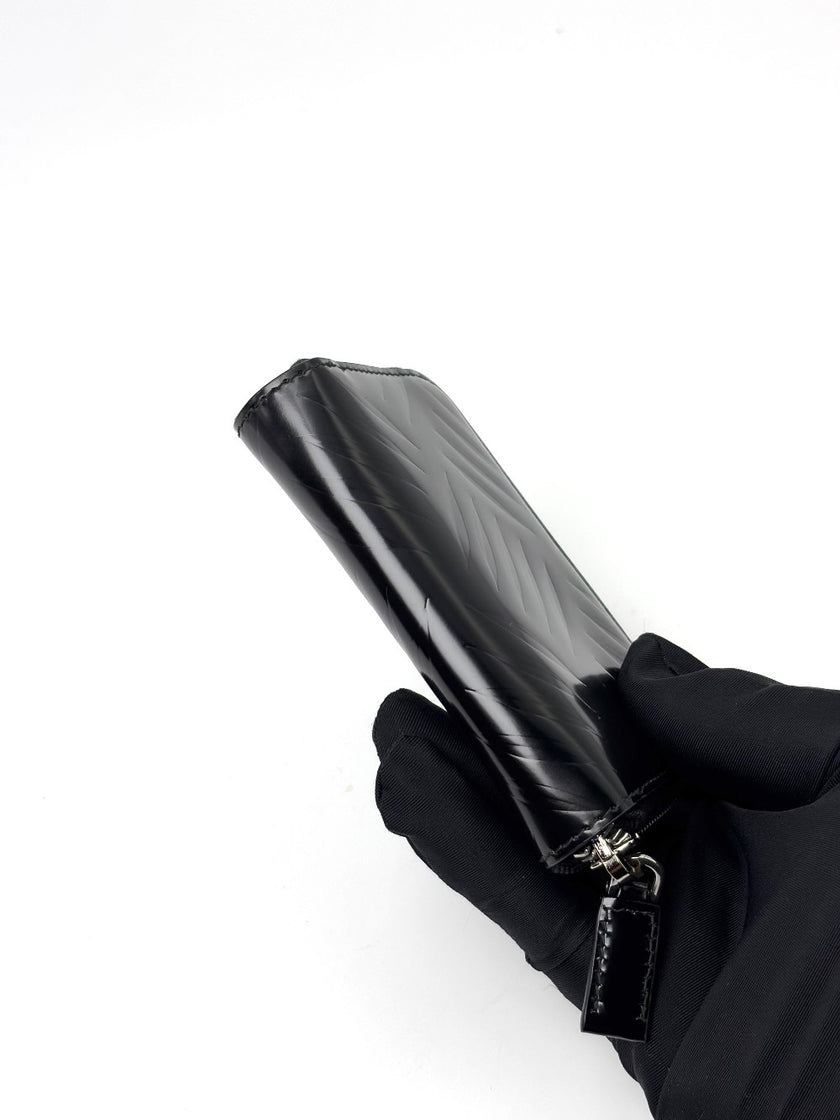 Brand New. Prada Zip Card Holder Black Calfskin|7221