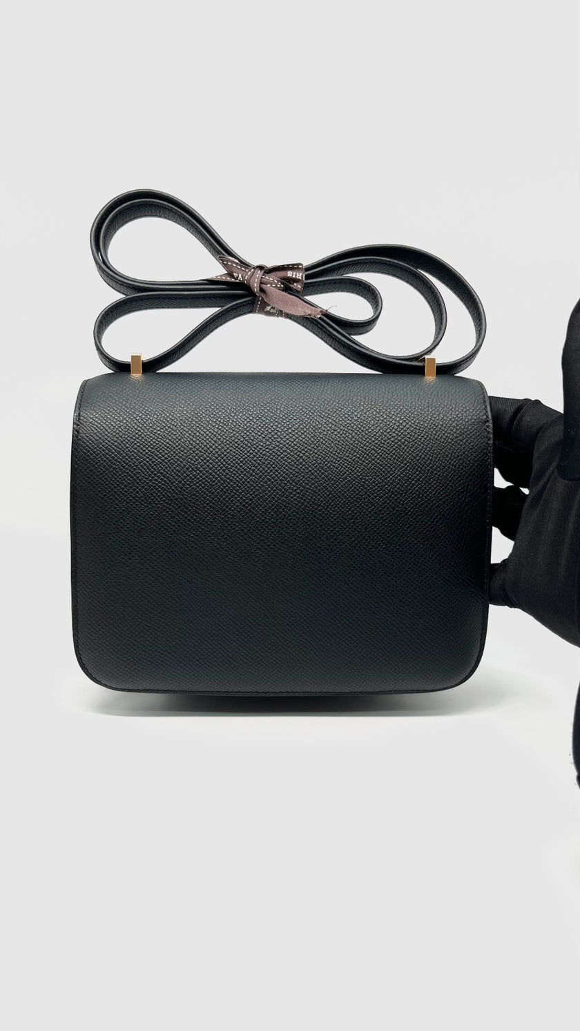 Brand New. Hermes Constance 18 MIni Black Epsom RGHW. BMS 867 IH|7781