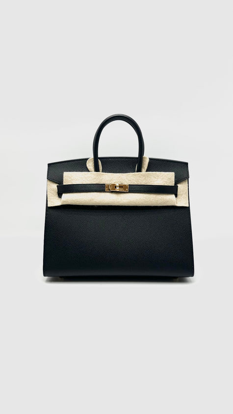 Like New. Hermes Birkin 25 Sellier Black Epsom GHW. UHT494ID|16628