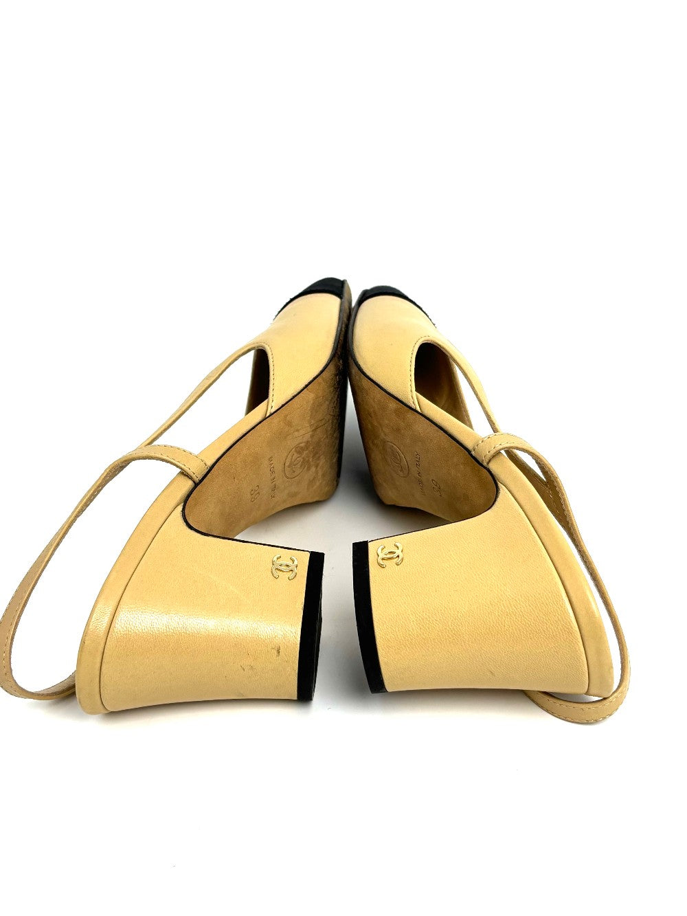 [SALE] Preowned. Chanel Sling Back Beige. 39|11114