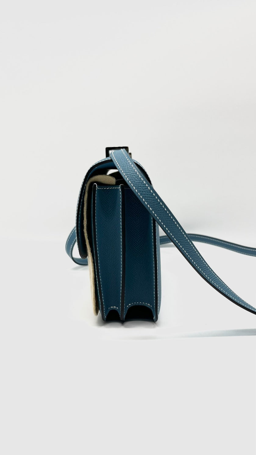 Brand New. Hermes Constance 18 Blue Jean Epsom PHW. KHT098IH|13690