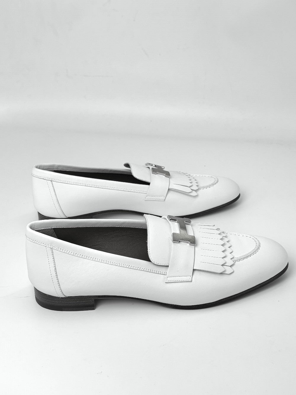 Brand New. Hermes Royal Loafers Blanc PHW. 38.5|7353