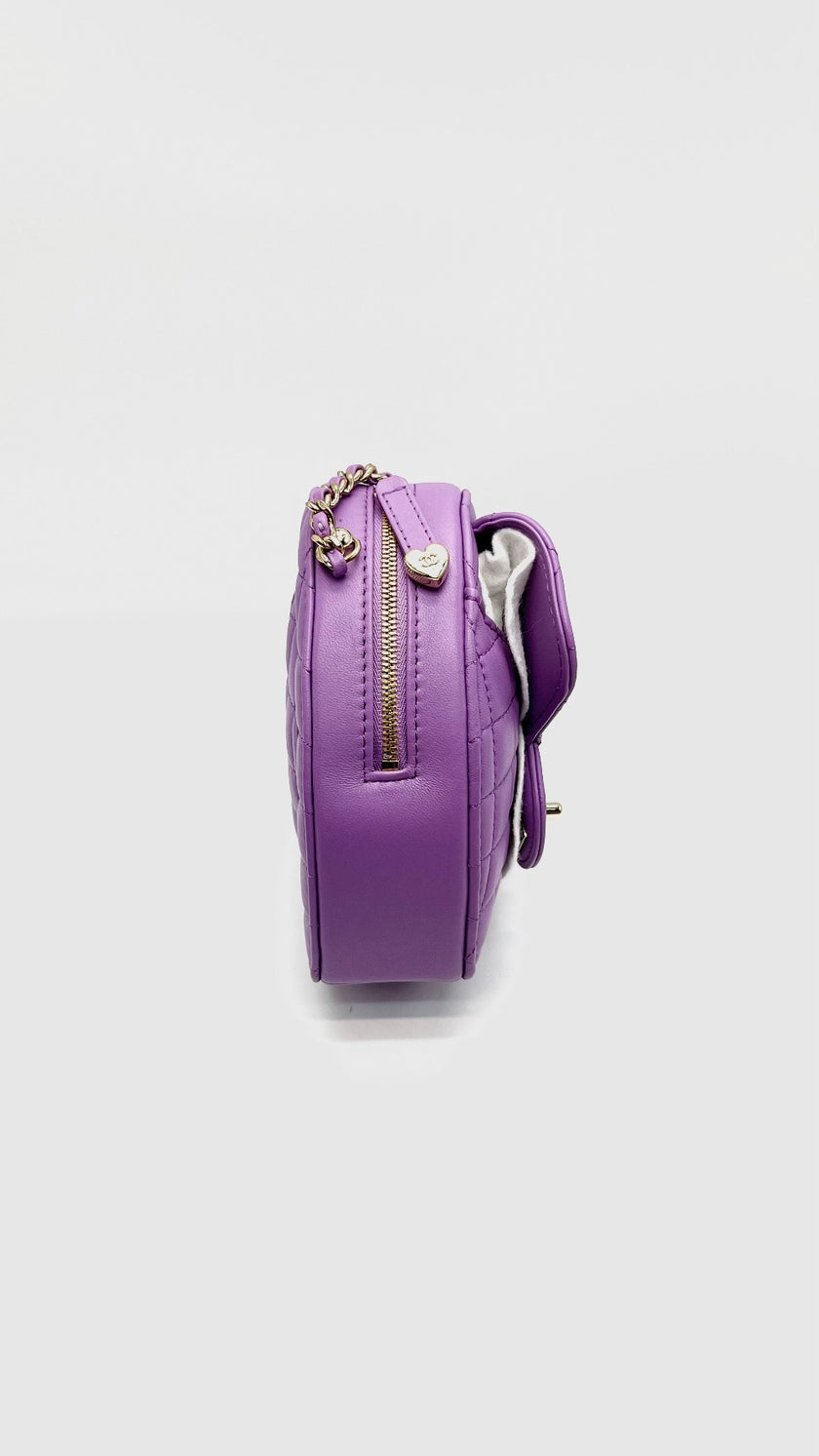 Unused. Chanel CC Inlove Heart Bag Purple Lambskin GHW. XN3K6N5C|15547