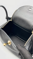 Preowned. Hermes Mini Lindy Clemence Black GHW. YCT599CZ|10313