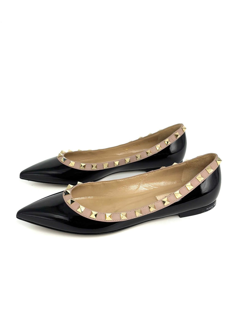 Preowned. Valentino Flats Black. 36.5|8413