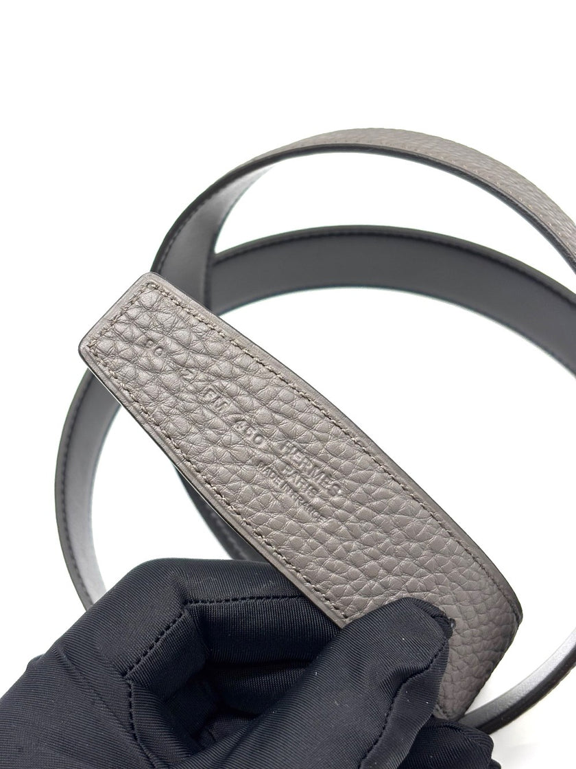 Brand New. Hermes Belt Black/Etain GHW 90. 2KFM450|8875