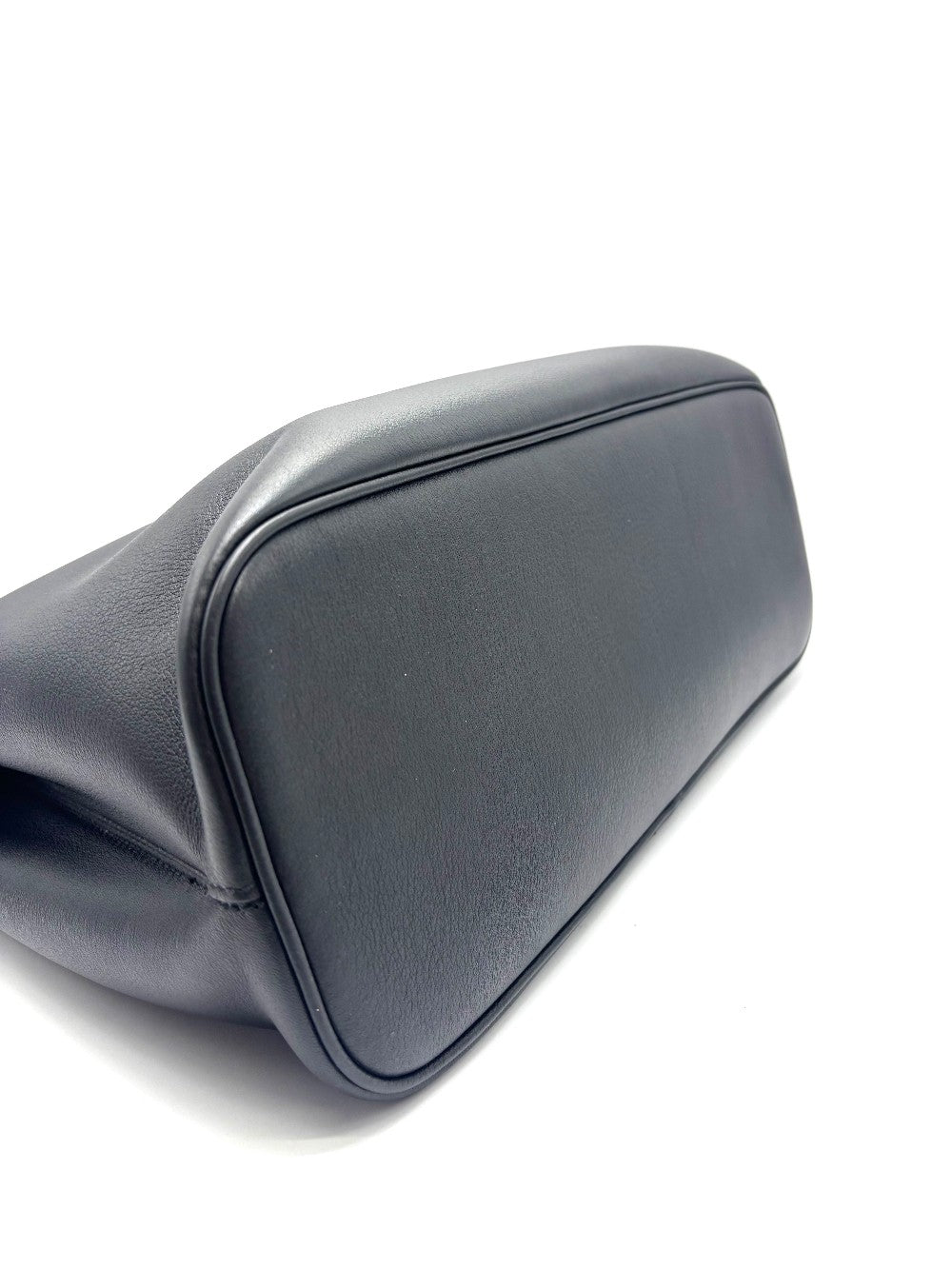 Preowned. Prada Buckle Tote Bag Black Calf SHW/GHW|17432