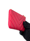 Like New. Chanel Zip Coinpurse Chevron Pink|6669