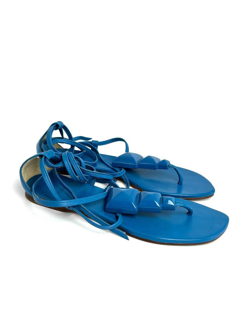 Preowned. Hermes Blue Sandals. 36|12145