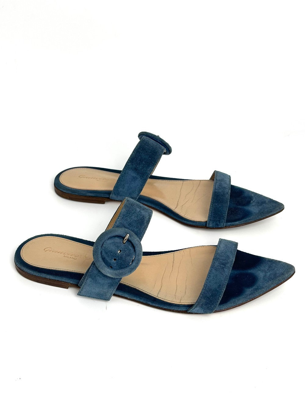 Preowned. Gianvito Rossi Sandals Suede Blue. 38|11056